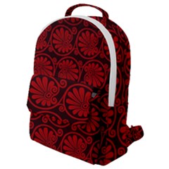 Red Floral Pattern Floral Greek Ornaments Flap Pocket Backpack (small) by nateshop