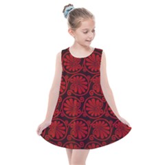 Red Floral Pattern Floral Greek Ornaments Kids  Summer Dress by nateshop