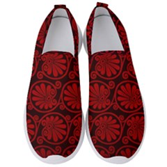 Red Floral Pattern Floral Greek Ornaments Men s Slip On Sneakers