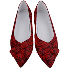 Red Floral Pattern Floral Greek Ornaments Women s Bow Heels by nateshop