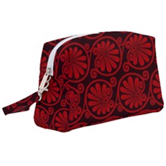 Red Floral Pattern Floral Greek Ornaments Wristlet Pouch Bag (large)