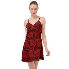 Red Floral Pattern Floral Greek Ornaments Summer Time Chiffon Dress by nateshop