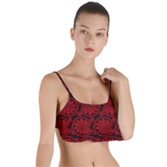 Red Floral Pattern Floral Greek Ornaments Layered Top Bikini Top 