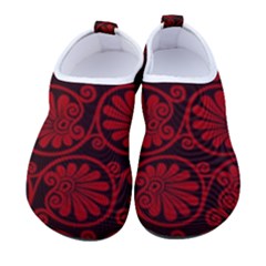 Red Floral Pattern Floral Greek Ornaments Men s Sock-style Water Shoes by nateshop