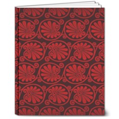 Red Floral Pattern Floral Greek Ornaments 8  X 10  Softcover Notebook by nateshop