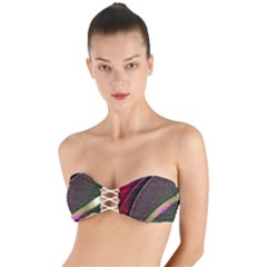 Flower Patterns Pattern Beige Green Twist Bandeau Bikini Top by Proyonanggan