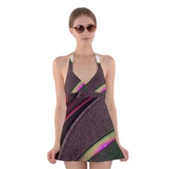 Circle Colorful Shine Line Pattern Geometric Halter Dress Swimsuit  by Proyonanggan