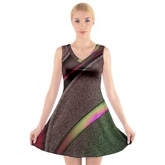 Circle Colorful Shine Line Pattern Geometric V-neck Sleeveless Dress by Proyonanggan