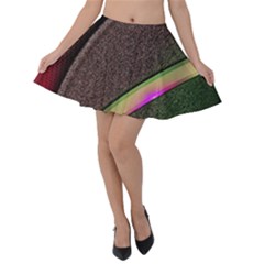 Circle Colorful Shine Line Pattern Geometric Velvet Skater Skirt by Proyonanggan