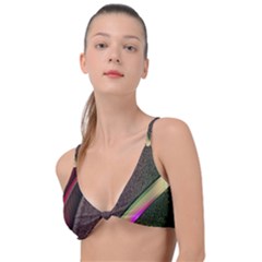 Circle Colorful Shine Line Pattern Geometric Knot Up Bikini Top by Proyonanggan