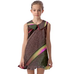 Circle Colorful Shine Line Pattern Geometric Kids  Pilgrim Collar Ruffle Hem Dress by Proyonanggan