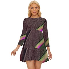 Circle Colorful Shine Line Pattern Geometric Long Sleeve Babydoll Dress by Proyonanggan