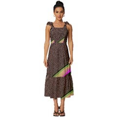 Circle Colorful Shine Line Pattern Geometric Tie-strap Tiered Midi Chiffon Dress by Proyonanggan