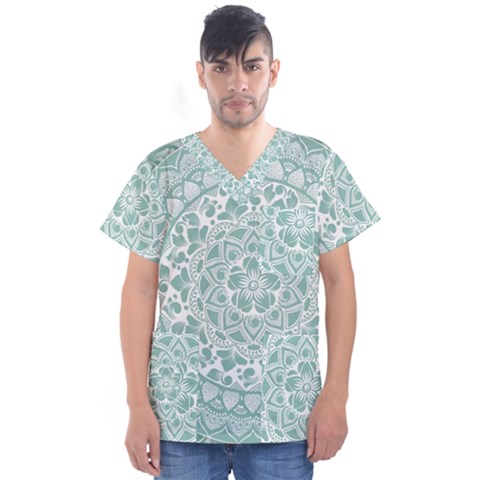 Round Ornament Texture Men s V-neck Scrub Top by nateshop