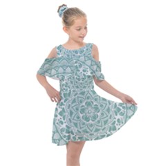 Round Ornament Texture Kids  Shoulder Cutout Chiffon Dress by nateshop