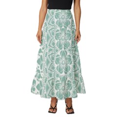 Round Ornament Texture Tiered Ruffle Maxi Skirt