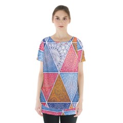 Texture With Triangles Skirt Hem Sports Top by nateshop