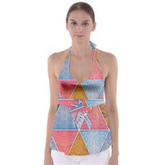 Texture With Triangles Tie Back Tankini Top by nateshop