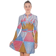 Texture With Triangles Long Sleeve Panel Dress by nateshop