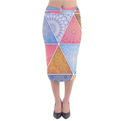 Texture With Triangles Velvet Midi Pencil Skirt by nateshop