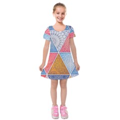 Texture With Triangles Kids  Short Sleeve Velvet Dress by nateshop