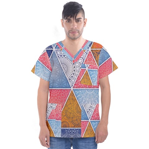 Texture With Triangles Men s V-neck Scrub Top by nateshop