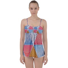 Texture With Triangles Babydoll Tankini Top by nateshop