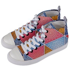 Texture With Triangles Women s Mid-top Canvas Sneakers by nateshop