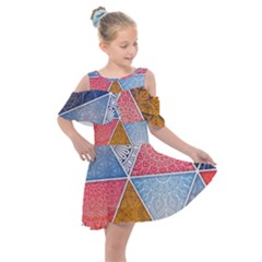 Texture With Triangles Kids  Shoulder Cutout Chiffon Dress by nateshop