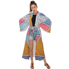 Texture With Triangles Maxi Kimono by nateshop