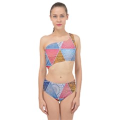 Texture With Triangles Spliced Up Two Piece Swimsuit by nateshop