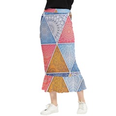 Texture With Triangles Maxi Fishtail Chiffon Skirt by nateshop