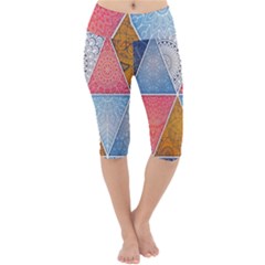 Texture With Triangles Lightweight Velour Cropped Yoga Leggings by nateshop