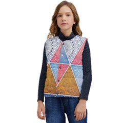 Texture With Triangles Kid s Button Up Puffer Vest	