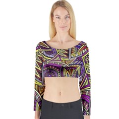 Violet Paisley Background, Paisley Patterns, Floral Patterns Long Sleeve Crop Top by nateshop