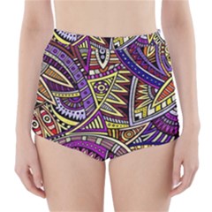 Violet Paisley Background, Paisley Patterns, Floral Patterns High-waisted Bikini Bottoms by nateshop