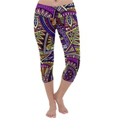 Violet Paisley Background, Paisley Patterns, Floral Patterns Capri Yoga Leggings by nateshop