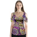 Violet Paisley Background, Paisley Patterns, Floral Patterns Butterfly Sleeve Cutout T-Shirt  View1