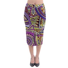 Violet Paisley Background, Paisley Patterns, Floral Patterns Midi Pencil Skirt