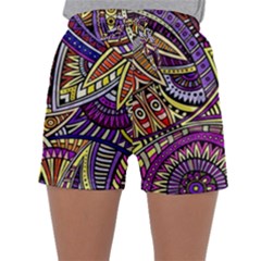 Violet Paisley Background, Paisley Patterns, Floral Patterns Sleepwear Shorts by nateshop