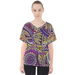 Violet Paisley Background, Paisley Patterns, Floral Patterns V-neck Dolman Drape Top by nateshop