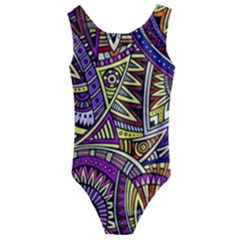 Violet Paisley Background, Paisley Patterns, Floral Patterns Kids  Cut-out Back One Piece Swimsuit by nateshop