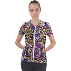 Violet Paisley Background, Paisley Patterns, Floral Patterns Short Sleeve Zip Up Jacket by nateshop