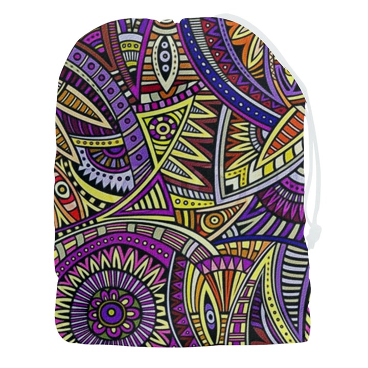 Violet Paisley Background, Paisley Patterns, Floral Patterns Drawstring Pouch (3XL)