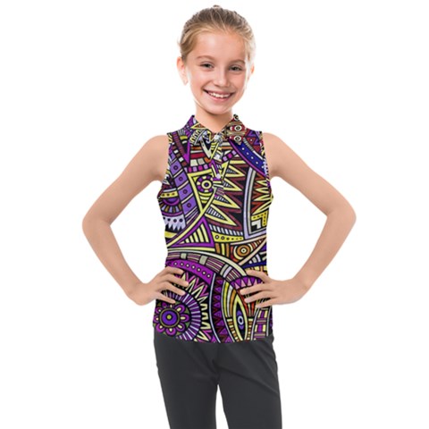 Violet Paisley Background, Paisley Patterns, Floral Patterns Kids  Sleeveless Polo T-shirt by nateshop