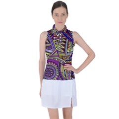 Violet Paisley Background, Paisley Patterns, Floral Patterns Women s Sleeveless Polo T-shirt by nateshop