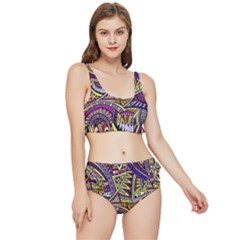 Violet Paisley Background, Paisley Patterns, Floral Patterns Frilly Bikini Set by nateshop