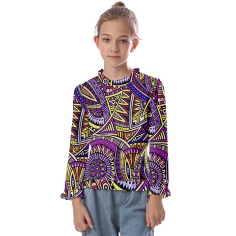 Violet Paisley Background, Paisley Patterns, Floral Patterns Kids  Frill Detail T-shirt by nateshop