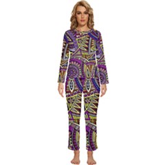 Violet Paisley Background, Paisley Patterns, Floral Patterns Womens  Long Sleeve Lightweight Pajamas Set by nateshop