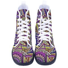 Violet Paisley Background, Paisley Patterns, Floral Patterns Men s High-top Canvas Sneakers by nateshop